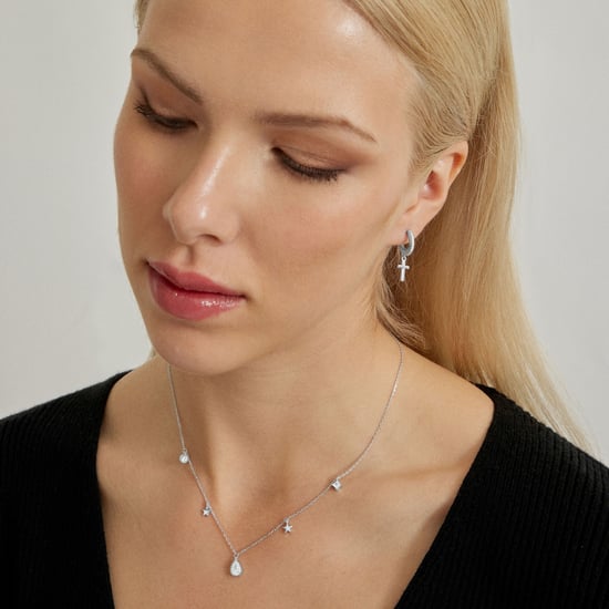 Luxenter rhodinierte Brillant-Zirkonia-Ohrringe - Kreuz - Image 2