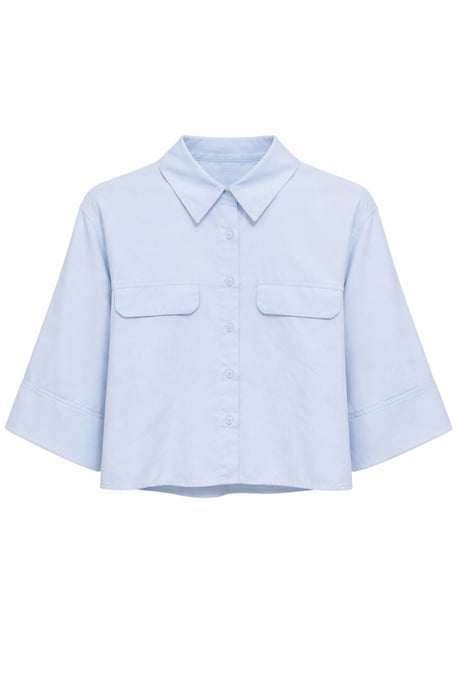 Kurzärmeliges Crop-Popeline-Shirt - Image 1