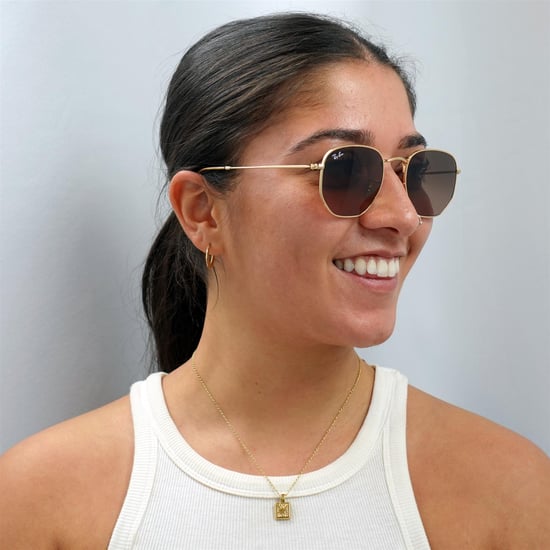 Ray-Ban Square Unisex Poliertes Gold Braun Gradient Sechseckig RB3548N - Image 5