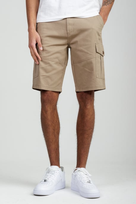 Stone Cotton Cargo Shorts - Image 1
