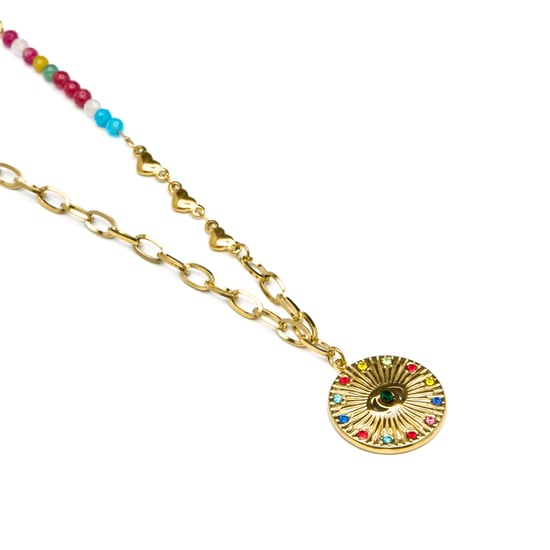 Luxenter Multicolor Kristall-Halskette aus 18K Gelbgold - Targey - Image 4