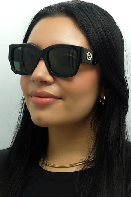 Gucci Square Womens Schwarz mit Havanna Grau GG1663S - Image 6