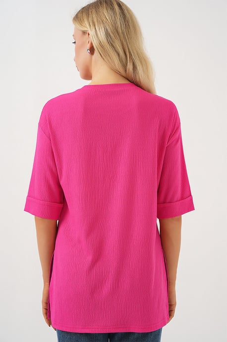 Strukturiertes Rundhals-Kurzarm-T-Shirt - Image 6