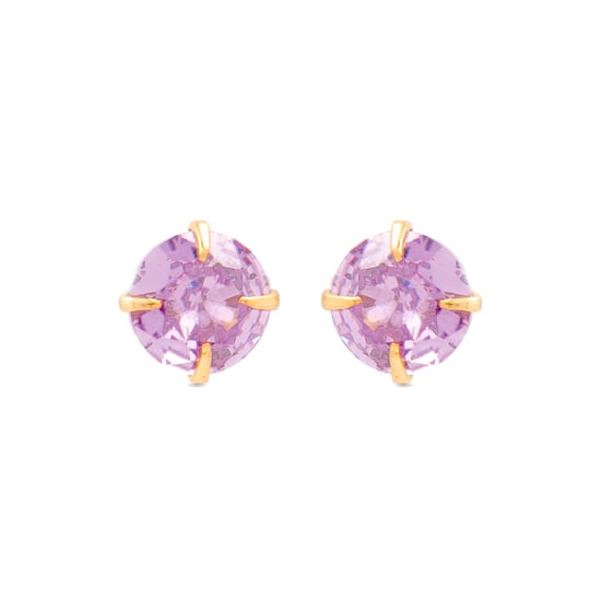 Luxenter Ohrringe, 925er Sterlingsilber und 18K vergoldete Amethyst-Zirkonia-Ohrringe - Image 1