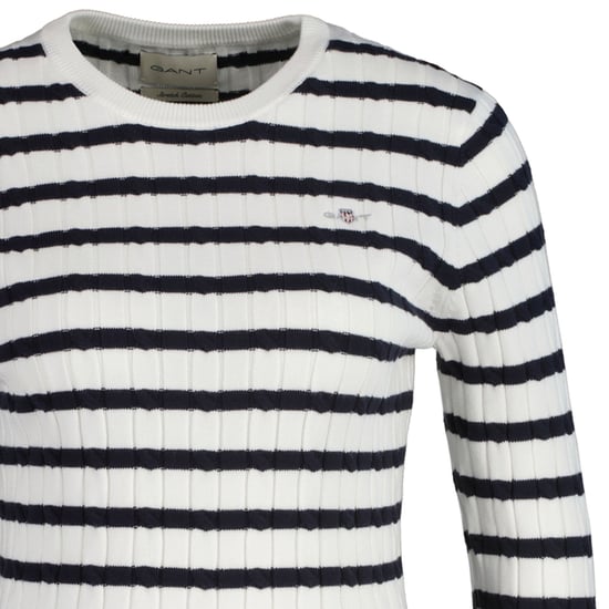 Gant Stretch Cotton Cable Stripe C-Neck Strickpullover - Image 2