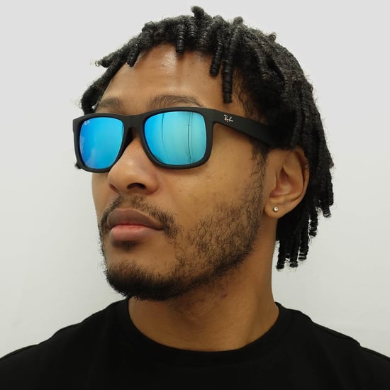 Ray-Ban Sonnenbrille Justin 4165 622/55 Gummi Schwarz Blau Spiegel - Image 5