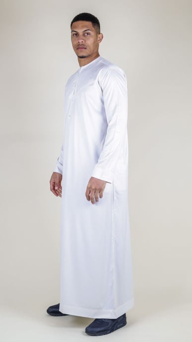 Weißes Thobe-Gewand für Herren aus Satin, emiratische islamische Jubba Eid, normale Passform - Image 4