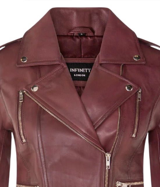 Damen Leder Burgund Brando Bikerjacke-Constantia - Image 6