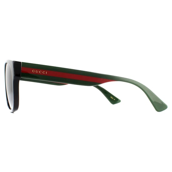 Gucci Rectangle Mens Black mit grünen und roten Streifen Grey Polarized Sonnenbrille - Image 3