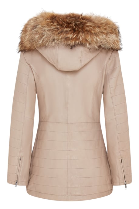 Beigefarbene gesteppte Parkajacke aus Leder für Damen – Winton - Image 5