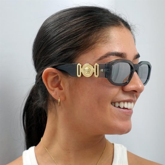 Versace Rectangle Unisex Transparent Grau Licht Grau Silber Spiegel VE4361 Sonnenbrille - Image 6