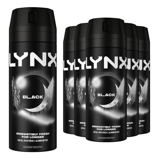 Lynx Body Spray Black 48-H High Definition Fragrance Deo for Men, 6x150ml - Image 1
