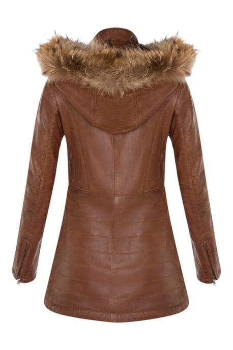 Damen-Parka aus gestepptem Leder in Hellbraun – Winton - Image 5