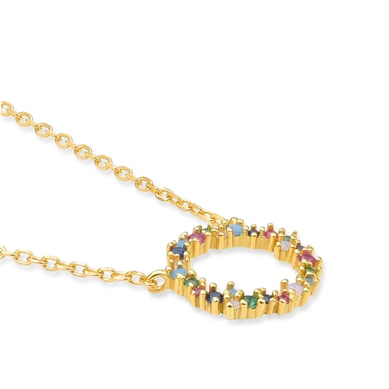Luxenter Halsschmuck aus 925er Sterlingsilber mit mehrfarbigen Zirkonias in 18K Gelbgold - Thilak - Image 5