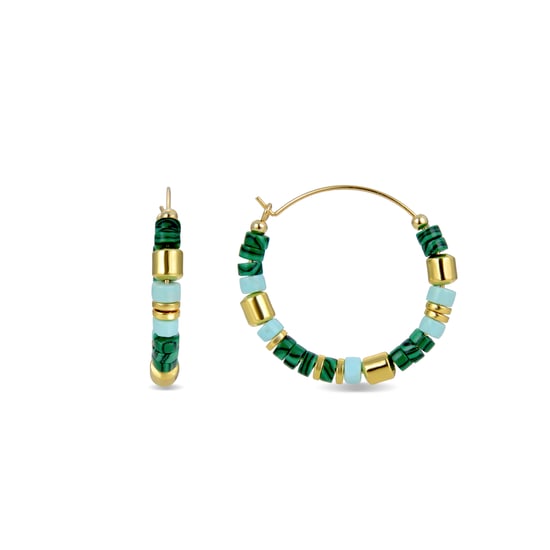 Luxenter Sterling Silber 925 Ohrringe mit Malachit in 18K Gelbgold - Ihun - Image 1