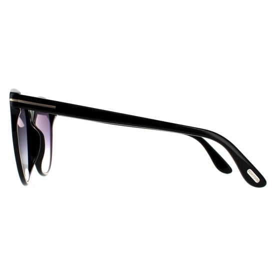 Tom Ford Runde Damen Sonnenbrille Glänzendes Schwarz Rauchgrauer Verlauf - Image 3