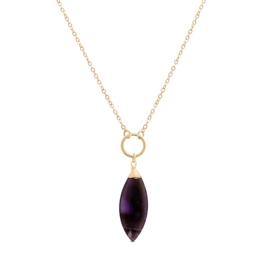 Luxenter Halskette, Metalllegierung Ayom und natürlicher Amethyst 18K vergoldet - Image 1
