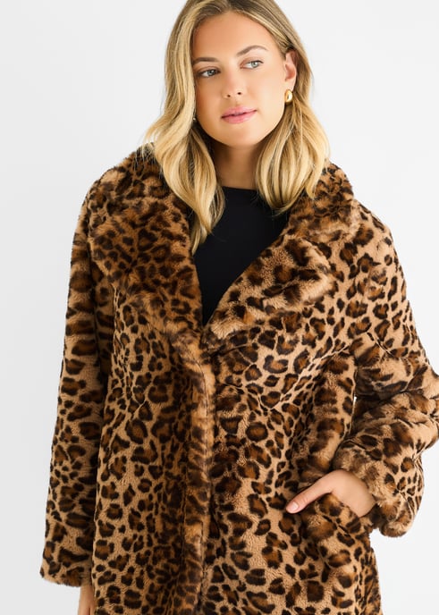 Leopardenmuster-Kunstpelz-Manteljacke - Image 2