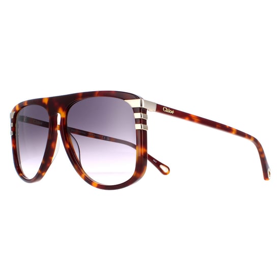 Chloe Aviator Damen Glänzend Medium Havanna Grau Gradient CH0104S - Image 2