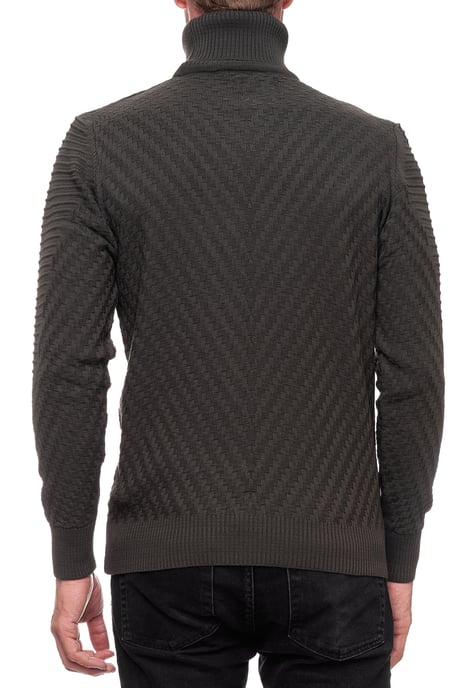 Fein gestrickter Turtleneck-Pullover mit V-Muster - Image 4
