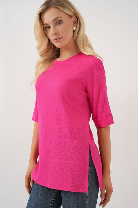 Strukturiertes Rundhals-Kurzarm-T-Shirt - Image 3