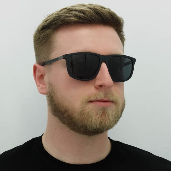 Hugo von Hugo Boss Rechteckige Herren Sonnenbrille Matt Schwarz Grau - Image 5