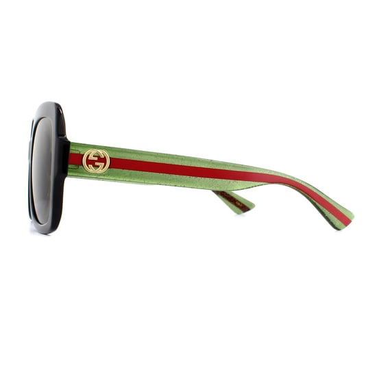 Gucci Square Womens schwarz grün Glitter und rot grün Sonnenbrille GG0036SN - Image 3