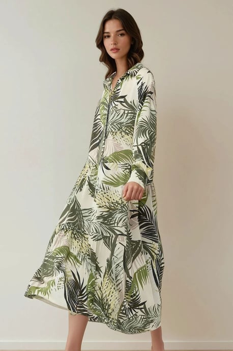 Maxikleid mit Blumenmuster und Shirtkragen - Image 1