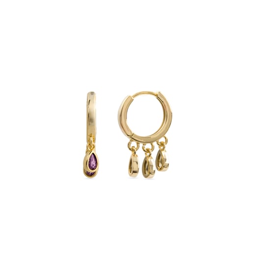 Luxenter Amethyst-Zirkonia-Ohrringe aus 18k Gelbgold - Atzul - Image 1