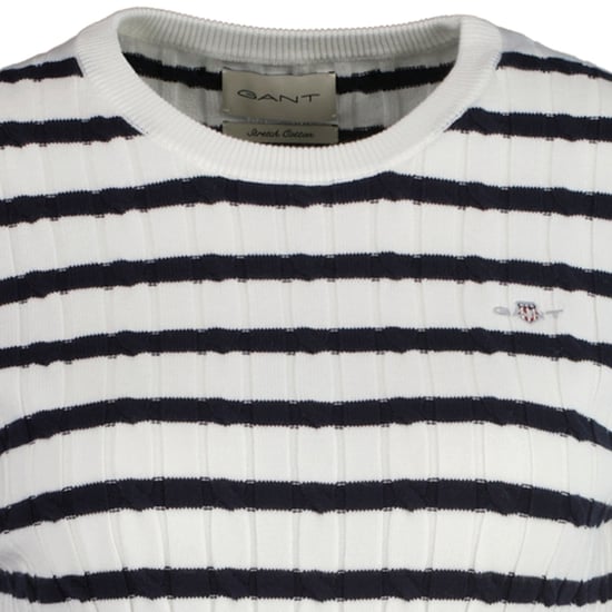 Gant Stretch Cotton Cable Stripe C-Neck Strickpullover - Image 3