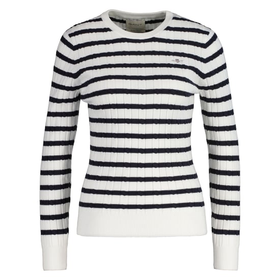 Gant Stretch Cotton Cable Stripe C-Neck Strickpullover - Image 1