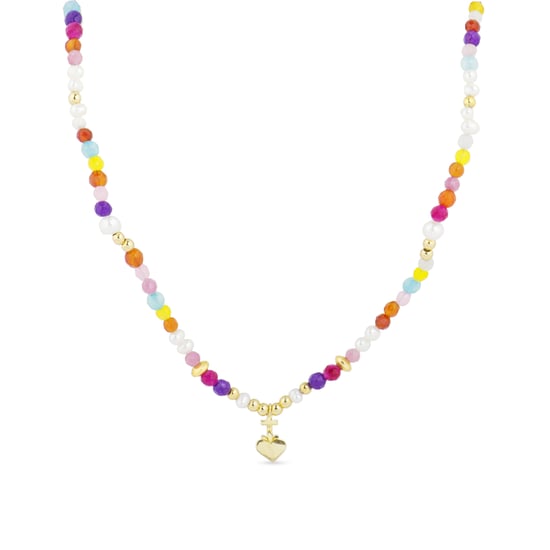 Luxenter Halskette aus 925er Sterlingsilber mit mehrfarbigem Kristall in 18K Gelbgold - Nymox - Image 1
