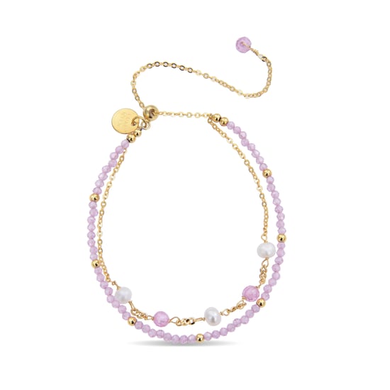 Luxenter 925 Sterling Silber Armband mit rosa Kristall in 18K Gelbgold - Rius - Image 3