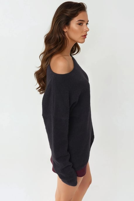 Weicher Texturierter Bootsausschnitt Strickpullover - Image 4