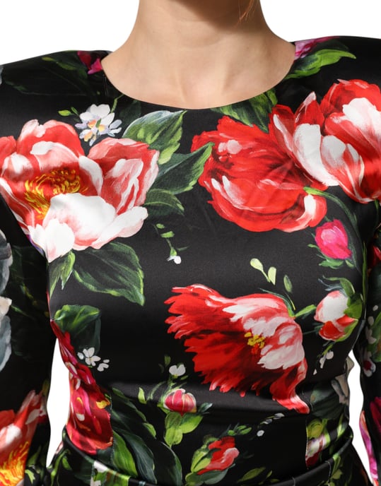 Blumenmuster Kleid mit gepolsterten Schultern - Image 4