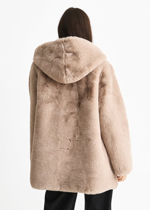 Kunstpelz-Jacke mit Kapuze - Image 4