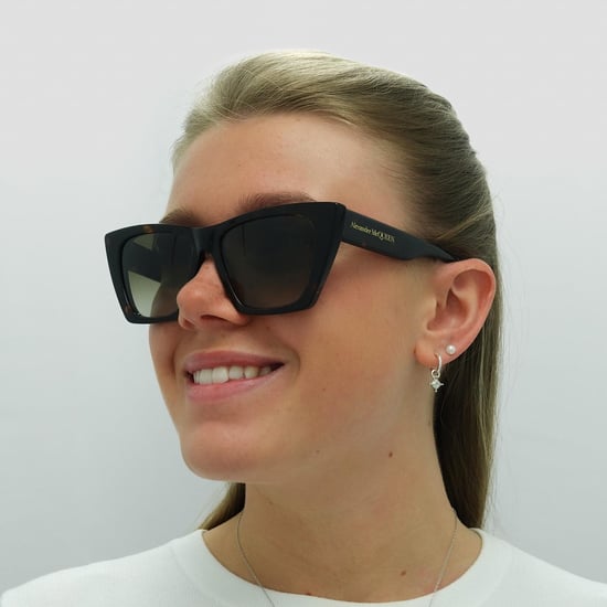 Alexander McQueen Cat Eye Womens Dark Havana Braun Gradient AM0299S - Image 6