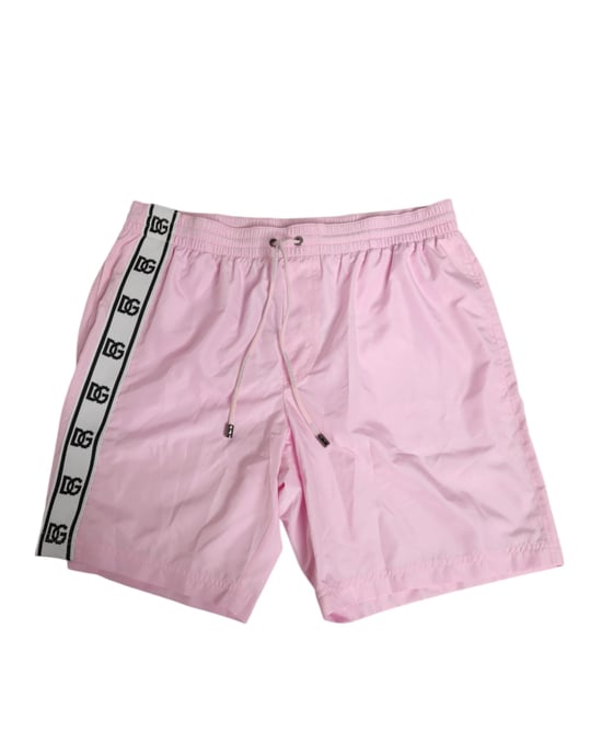 Dolce & Gabbana Pink Nylon Logo-Seitenstreifen Strandmode Herren Badebekleidung - Image 2