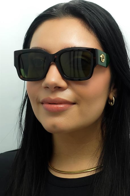 Gucci Square Womens Havanna mit Grün und Rot Grün GG1663S - Image 6