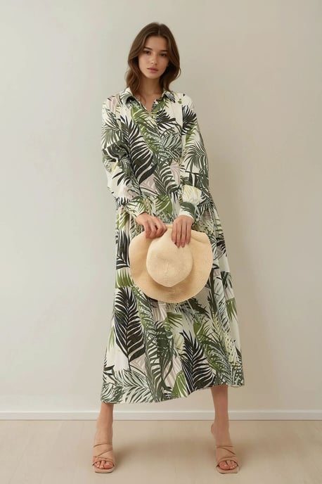 Maxikleid mit Blumenmuster und Shirtkragen - Image 2
