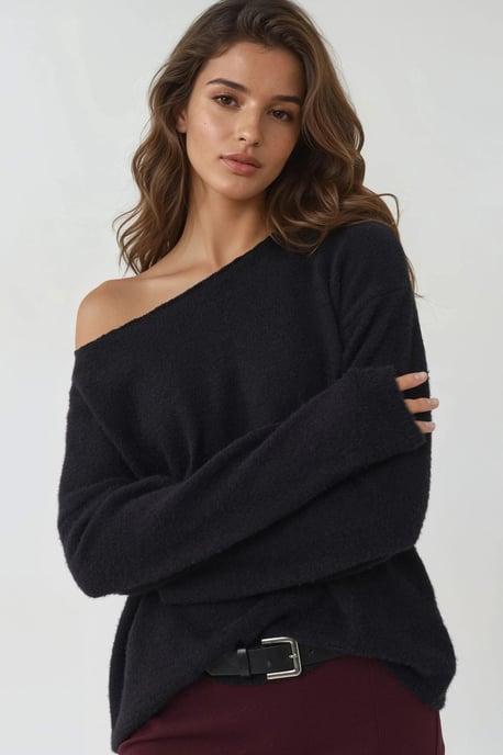 Weicher Texturierter Bootsausschnitt Strickpullover - Image 2