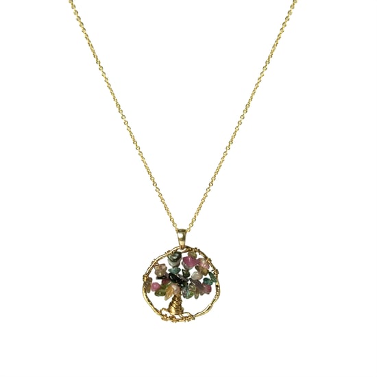 Collier Luxenter, Collier aus Metalllegierung und mehrfarbigen Turmalinen, 18K vergoldet - Image 1