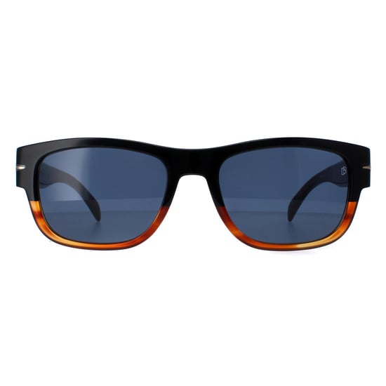 David Beckham Rectangle Mens Schwarz Horn Blau DB7035/S - Image 1