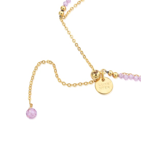 Luxenter 925 Sterling Silber Armband mit rosa Kristall in 18K Gelbgold - Rius - Image 5