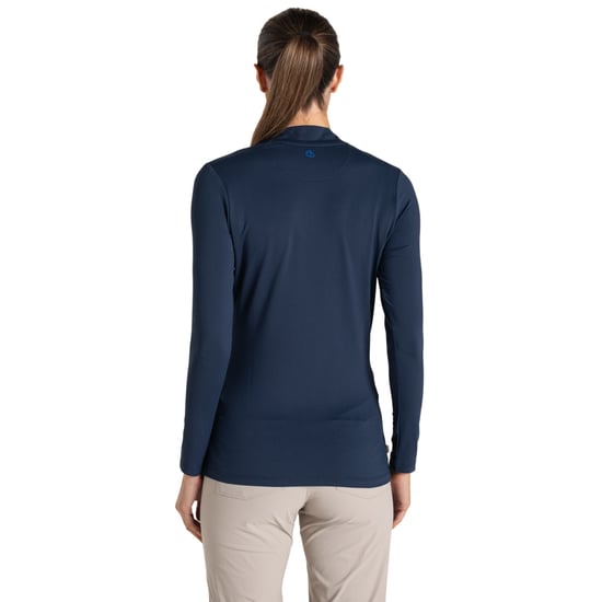 Craghoppers - T-Shirt für Damen, Stehkragen, Nosilife, Emblem, Langärmlig (Marineblau) - Image 3