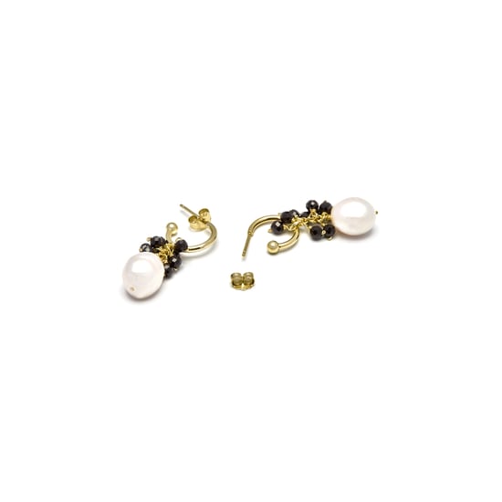 Luxenter Sterling Silber 925 Ohrringe mit schwarzem Kristall in 18K Gelbgold - Sahme - Image 5