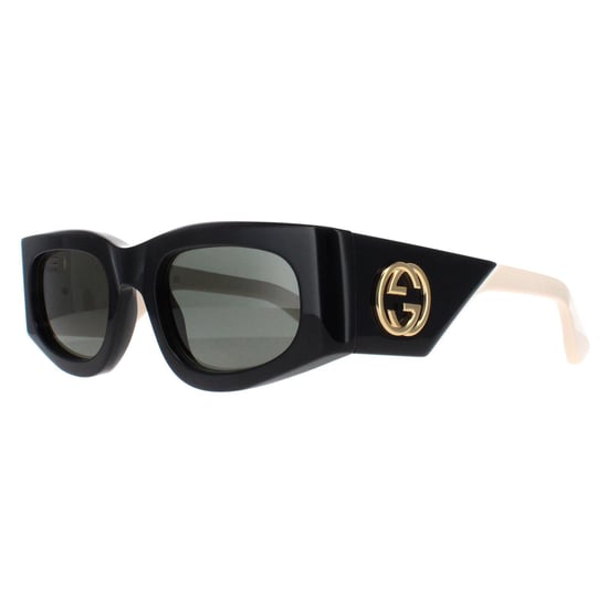 Gucci Rectangle Womens Schwarz mit Elfenbein Grau GG1664S - Image 2