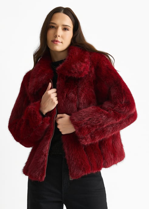 Kurze Jacke aus Kunstfell mit Reißverschluss - Image 3