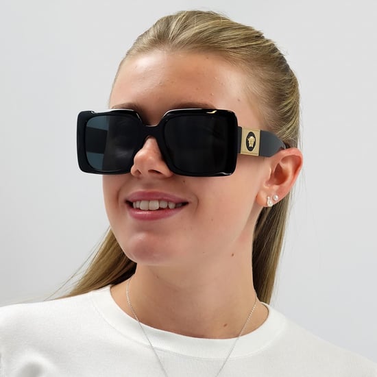 Versace Quadrat Damen Sonnenbrille Schwarz Dunkelgrau - Image 6