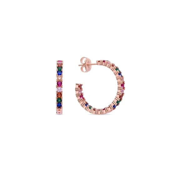Luxenter Sterling Silber 925 Ohrringe mit mehrfarbigen Zirkonia in 18K Roségold - Vyamba - Image 1